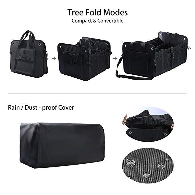 Expandable Automobile Trunk Organizer And Cooler Set Adjustable Compartments