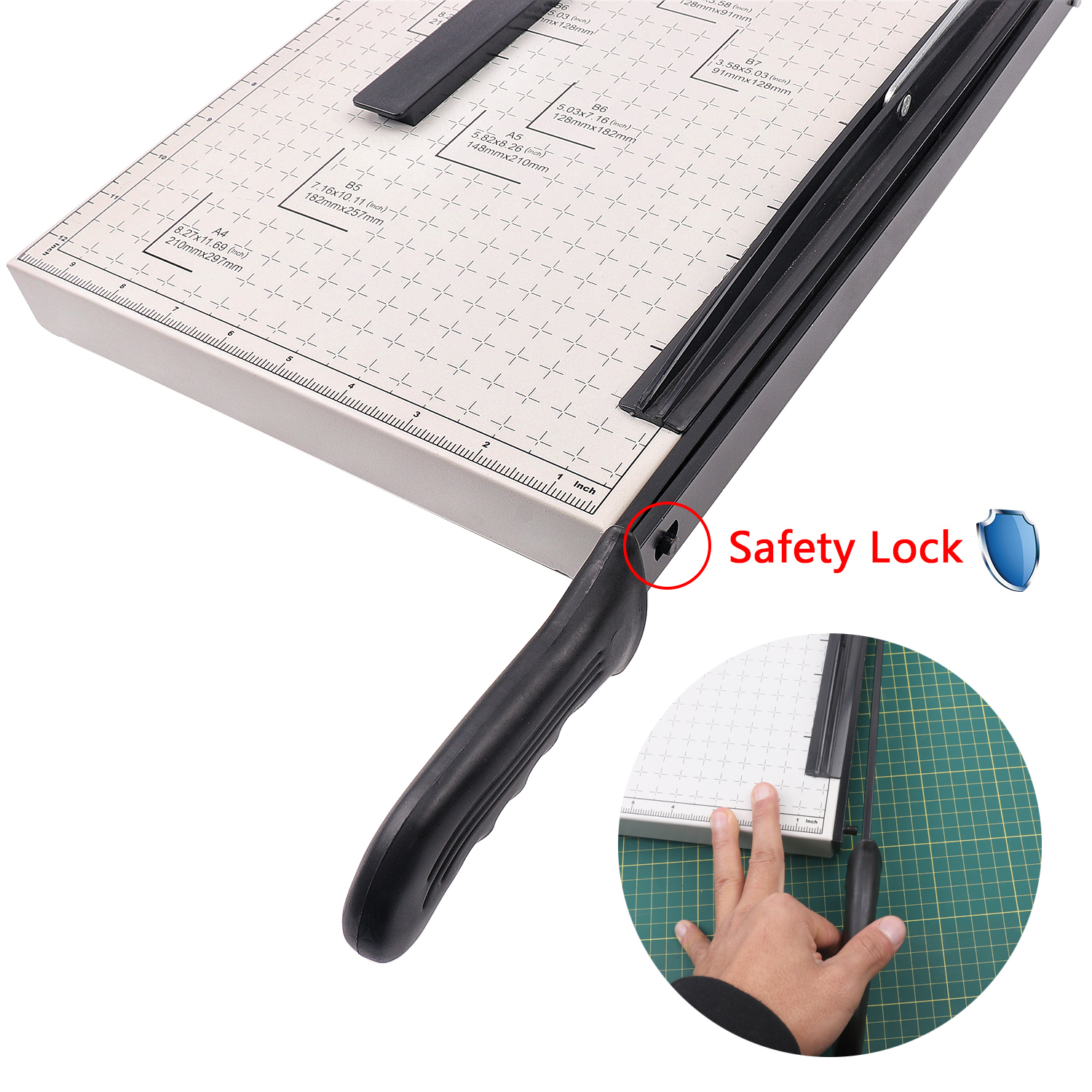 12 Sheets Cutting Capacity Mini Manual Guillotine A4 Paper Cutter with Layering in White