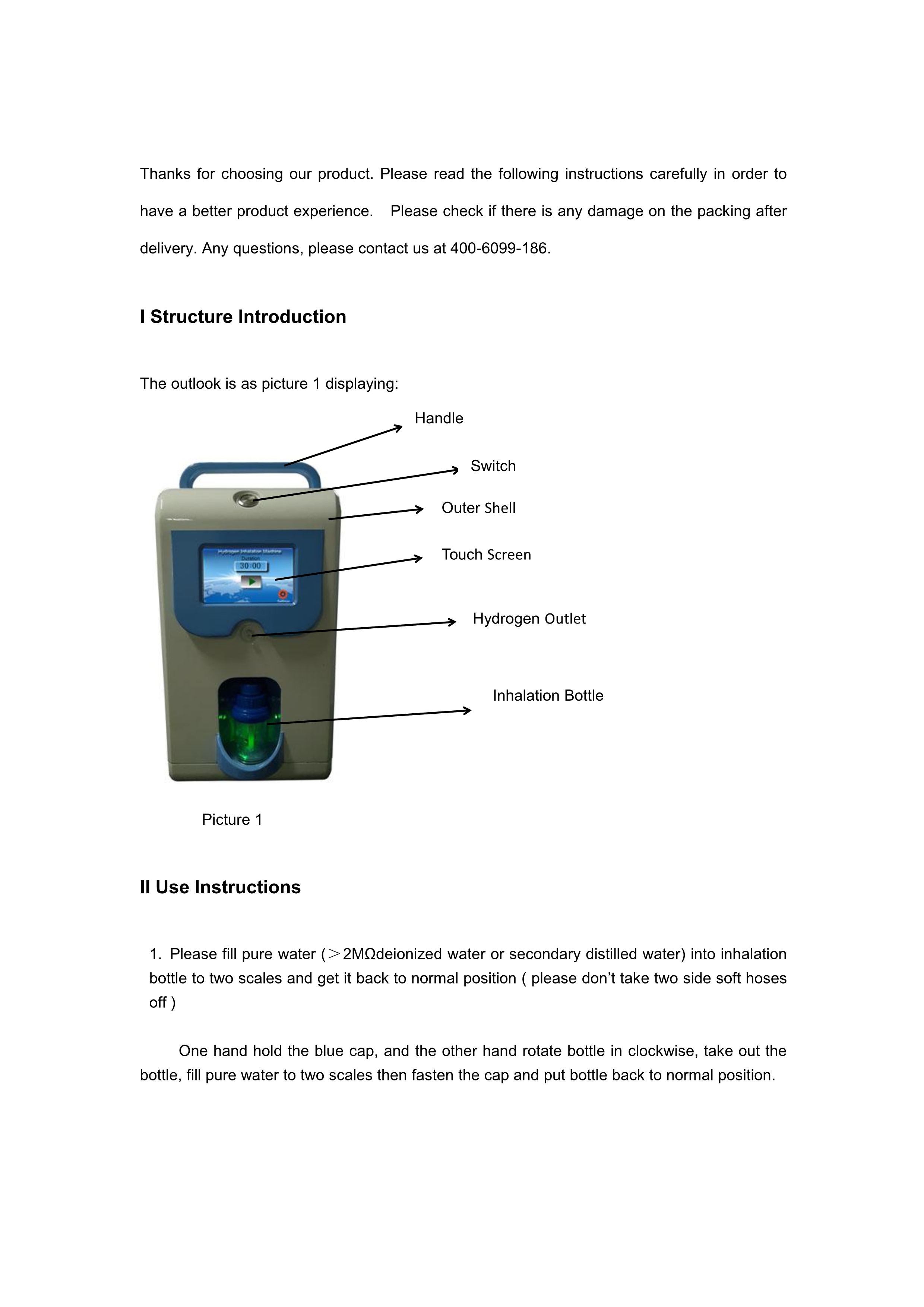 High Capacity Pem Hydrogen And Oxygen Generator Inhaler Hydrogen Inhalation Machine White