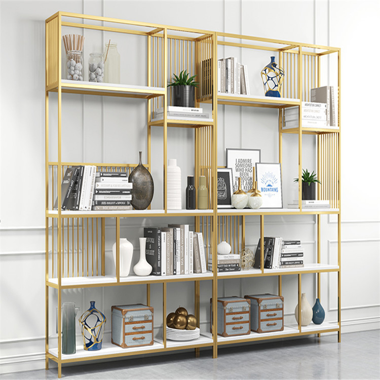 Clothing Shop Gold Stainless Steel Floor Stand High End Store Clothes Display Shelves