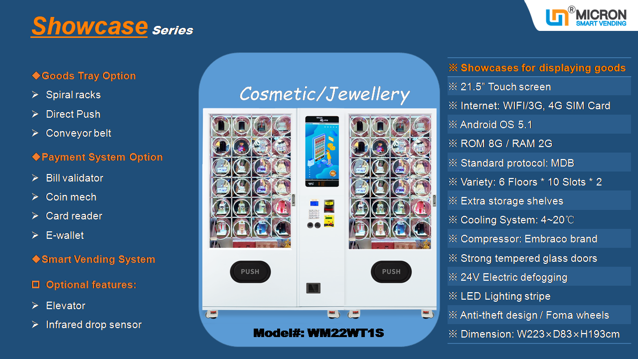 Cosmetic Jewelry Hair Product Smart Vending Machine With Display Rack