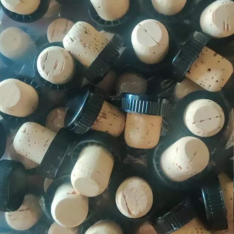 Vodka Tequila Bottle Stopper With Custom Logo T Shaped Synthetic Cork And Wooden Cap