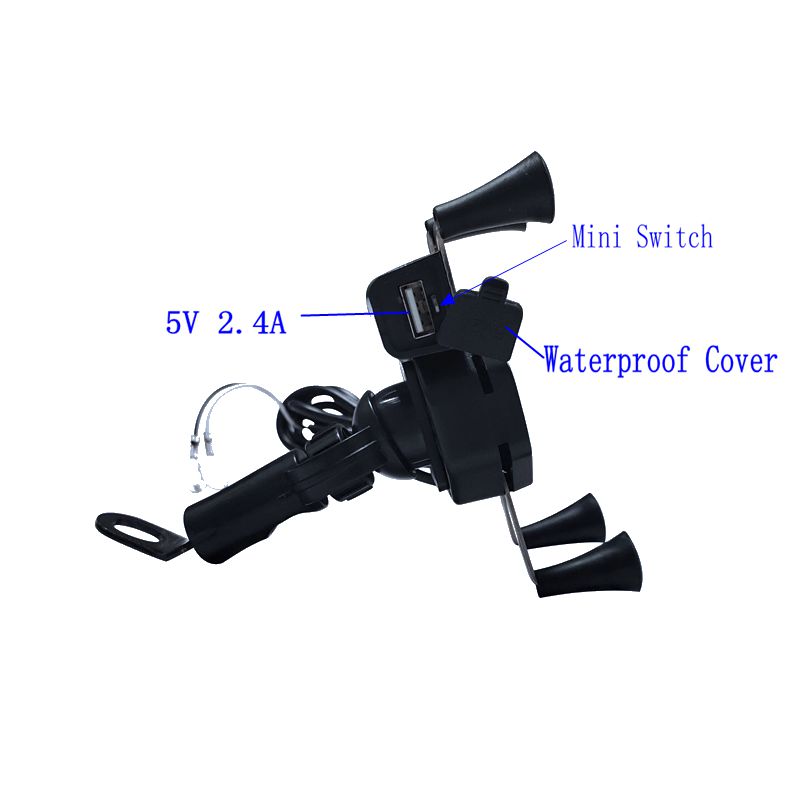 Multi Function Motorcycle Mobile Phone Mount , 5v 2.5A 360D Iphone Holder For Motorcycle