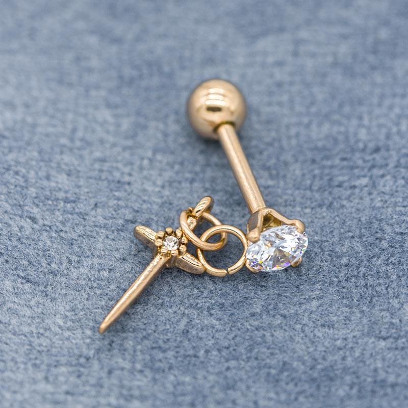 Rose Gold Ear Piercing Jewellery 316 Stainless Steel Piercing Studs 16G 8mm