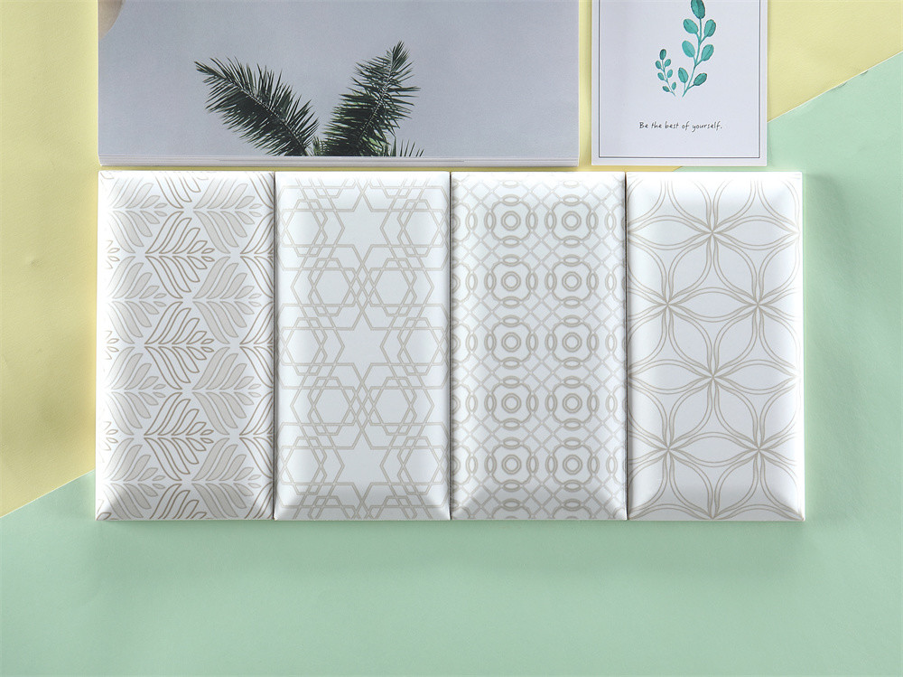 White Bevelled Tiles 75x152mm Glossy Ceramic Wall Bread Tiles For Bathroom and Kitchen