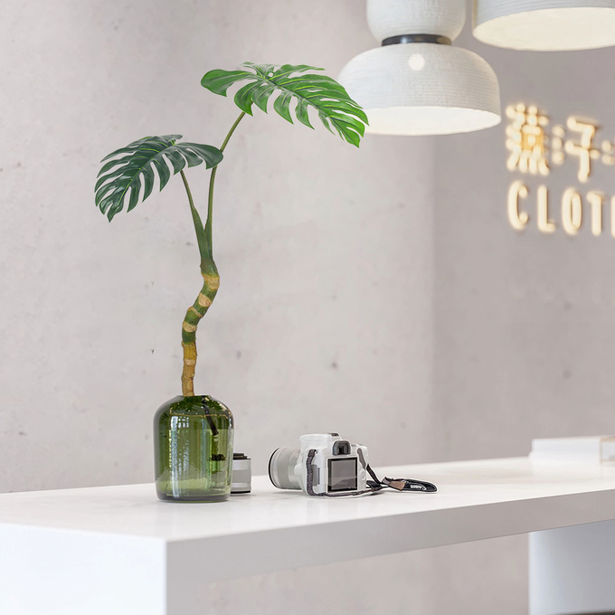 Durable Furniture Pot Artificial Monstera Plants For Garden