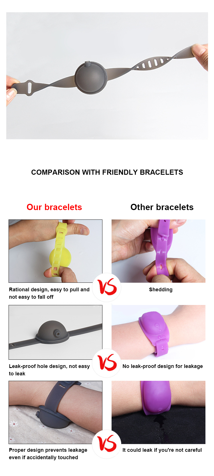 Reusable 10ml Silicone Hand Sanitizer Bracelet