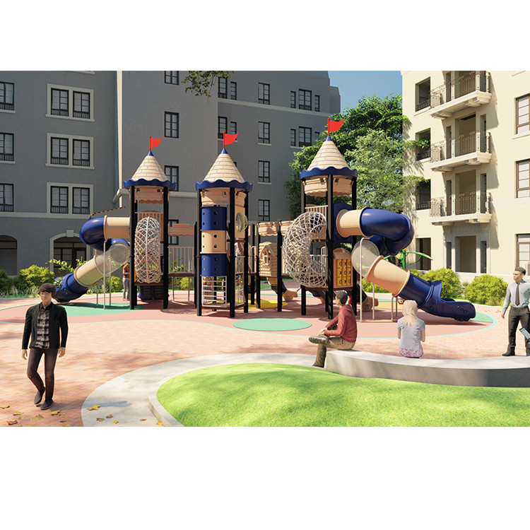 Kindergarten Preschool Castle Theme Children Plastic Slides Playground Park Equipment