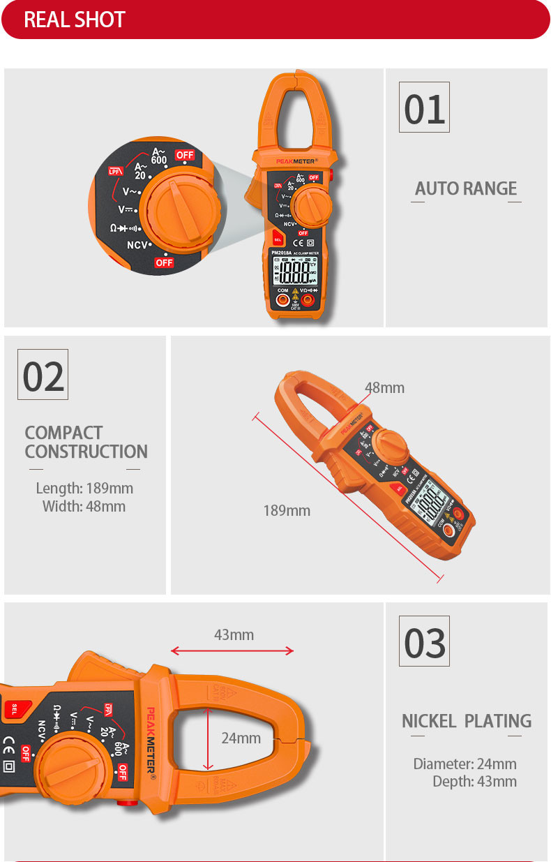 Digital Clamp Meter Measurement instrument tooling AC&DC Voltage NCV Meter