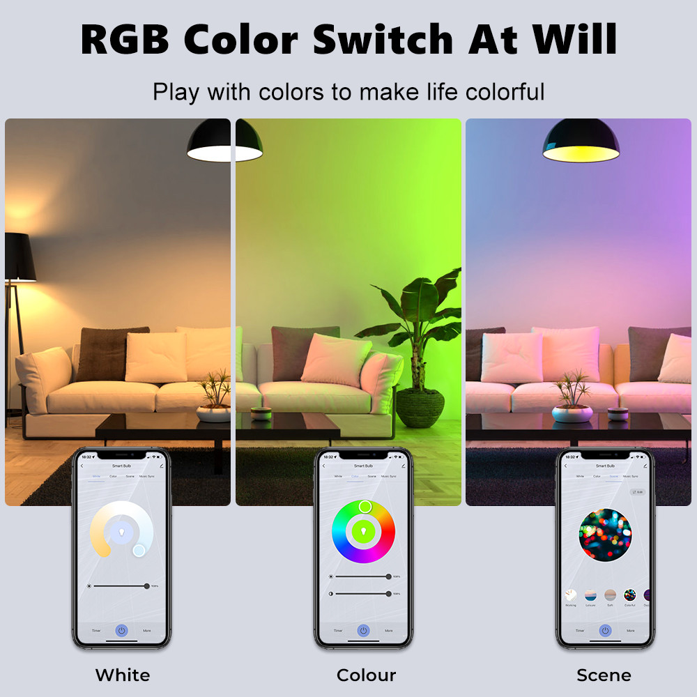 Smart Bulb RGBCW 5W Dimmable Lamps Remote control Work with Alexa Google Home Tuya GU10 WiFi Smart Light LED Bulbs