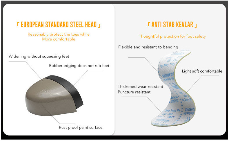 Microfiber Leather Flying Knit Safety Boots Kevlar Midsole Steel Toe Safety Shoes Rubber Work Shoes