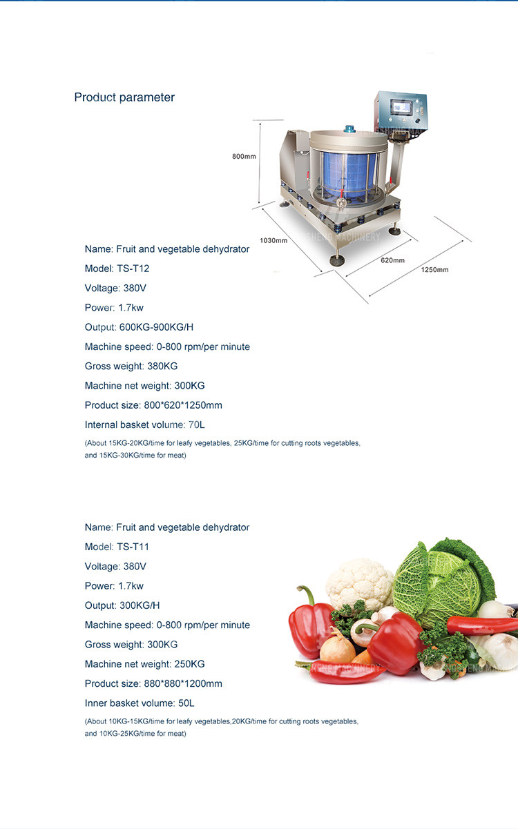 380KG Stainless steel dehydration dryer fruit and vegetable centrifugal dehydrator industrial dehydrator