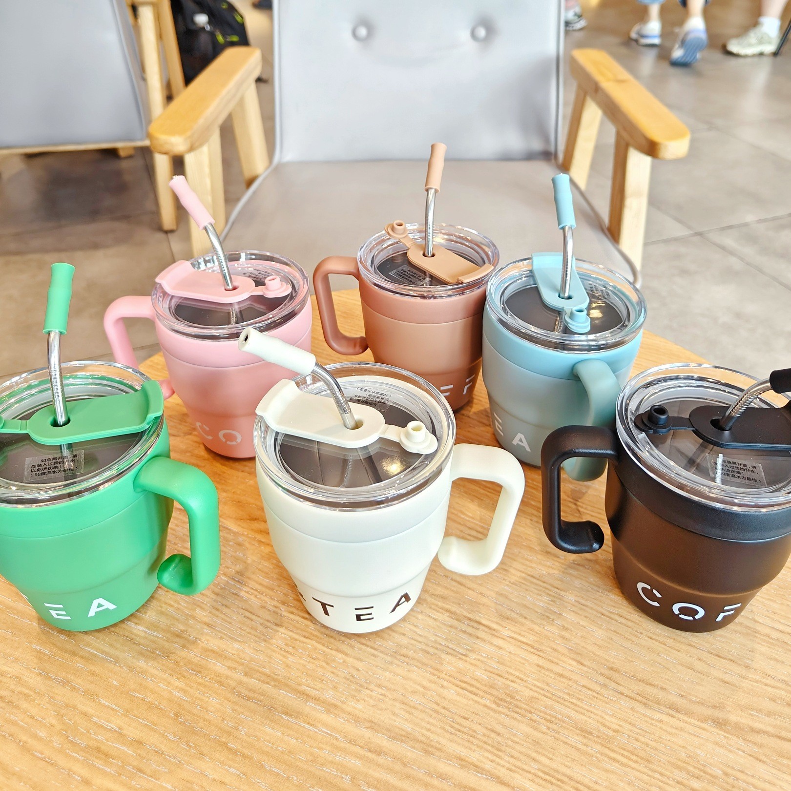 Double Wall Stainless Steel Tumbler with Handle and Straw Lids 16 Oz Vacuum Travel Coffee Mug