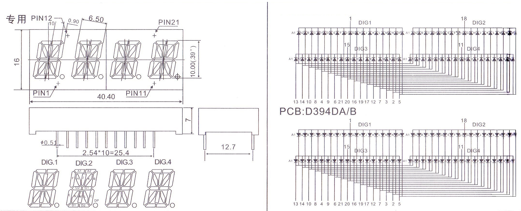Alphanumeric 14 Segment LED Display Practical 4 Digits 16 Segment