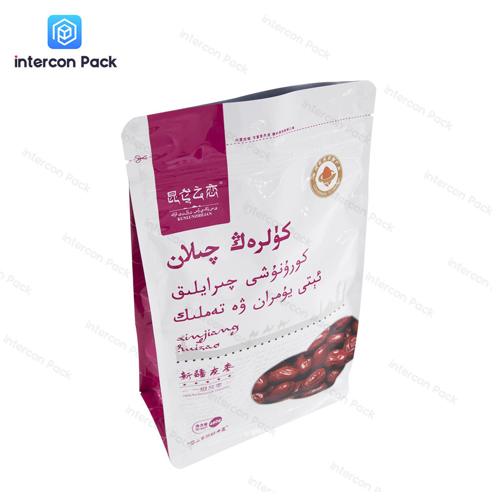 PVC Self Sealing Plastic Bag Custom LOGO Eight Side Sealing Snack Zipper Bag
