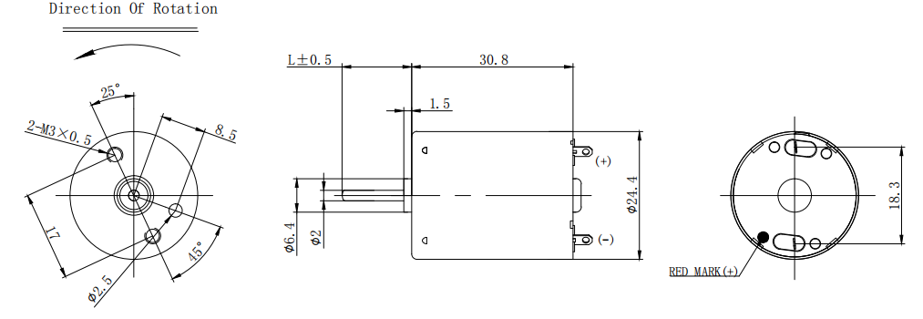 24.4mm RK-370 Motor 6V 12V 24V 2500RPM-6000RPM Dual Shaft High Speed Small Motor For Air Pump