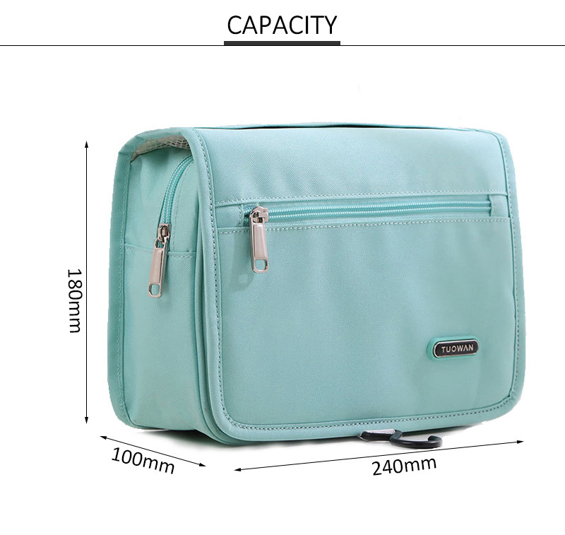 Waterproof Depth 10cm Cosmetic Makeup Bag With Plastic Hook