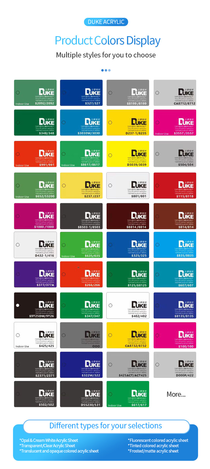 DUKE 8ft X 4ft 3mm 15mm Thick Transparent Translucent Solid Colour Acrylic Plastic Sheets Plexi Plate