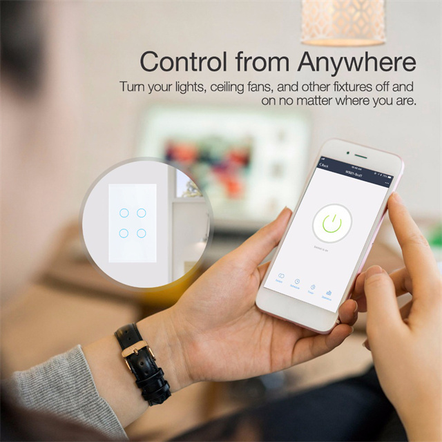 2.4GHz Tuya 4 Gang Smart Light Switch EU 3 Gang Wifi Light Switch