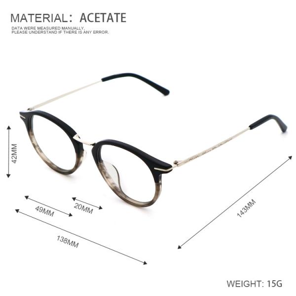 Acetate Glasses Frame Vintage Handmade Polygon Eyeglasses MR 6038