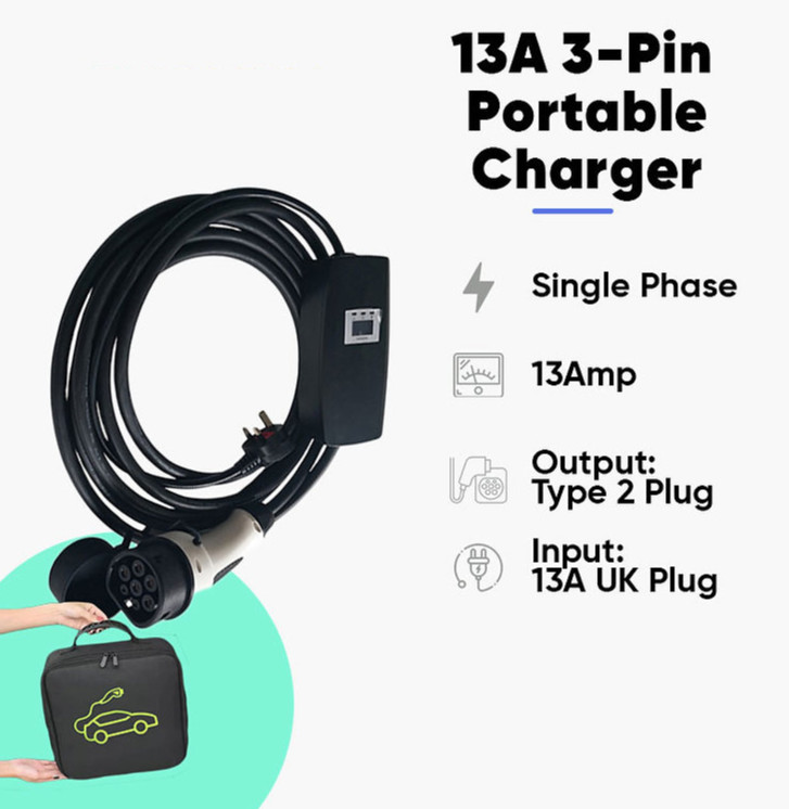 White Portable EV Charger 110V-240V Lightweight For Electric Vehicle Charging