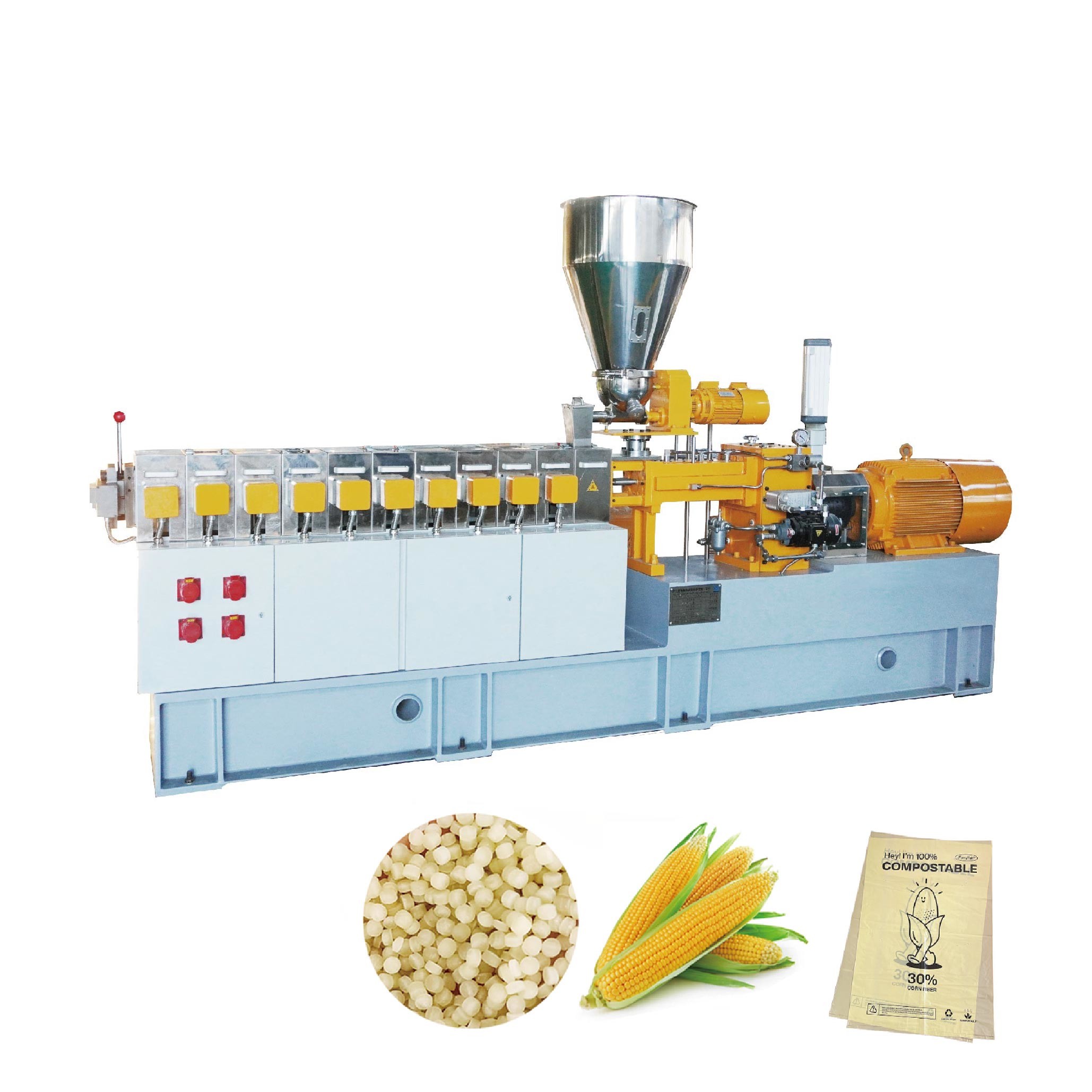 Packaging Fillers Biodegradable Plastic Granulator Machine Production Line 25~150kg/H