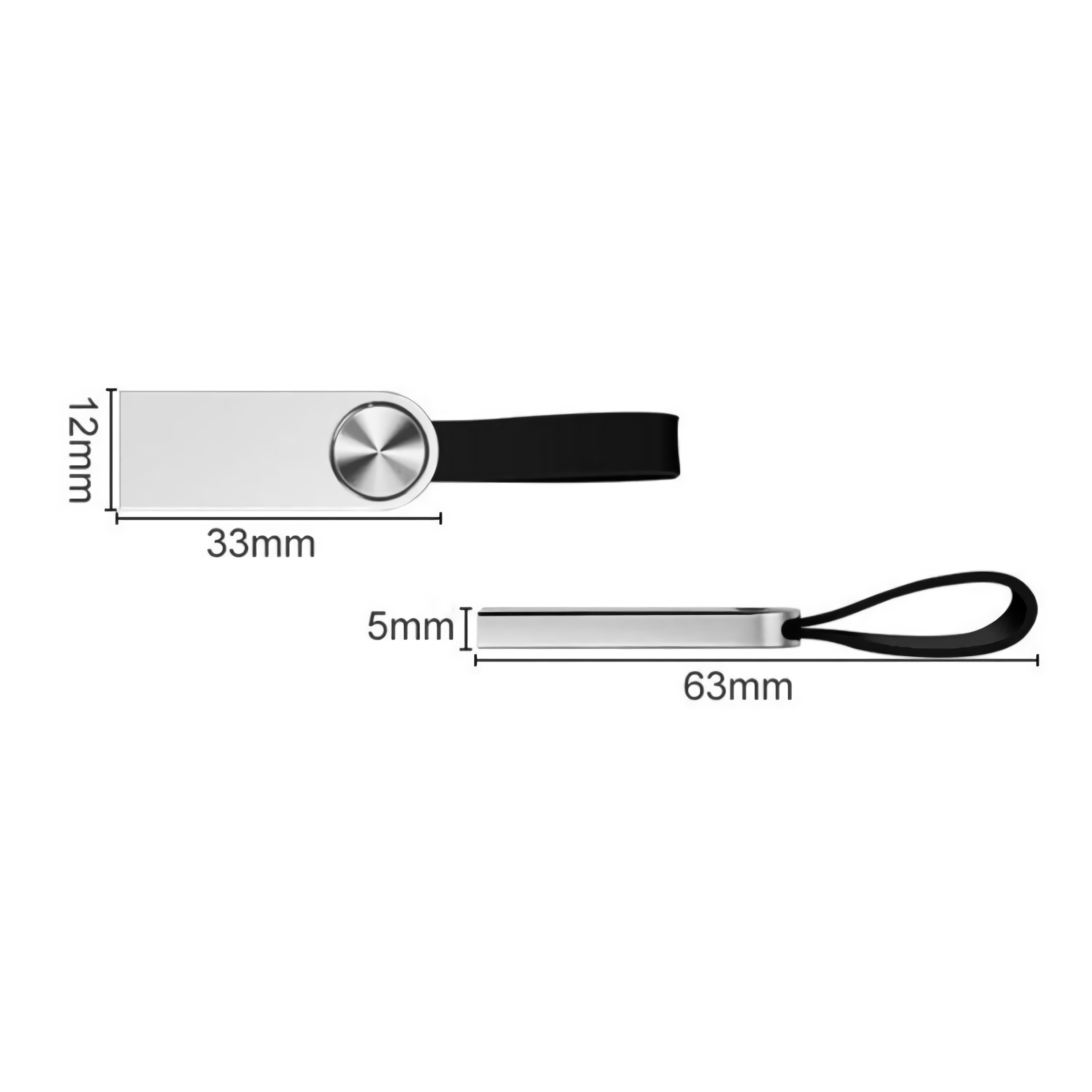 OEM 32GB 64GB 2.0 Metal USB Flash Drive UDP chips With Lanyard