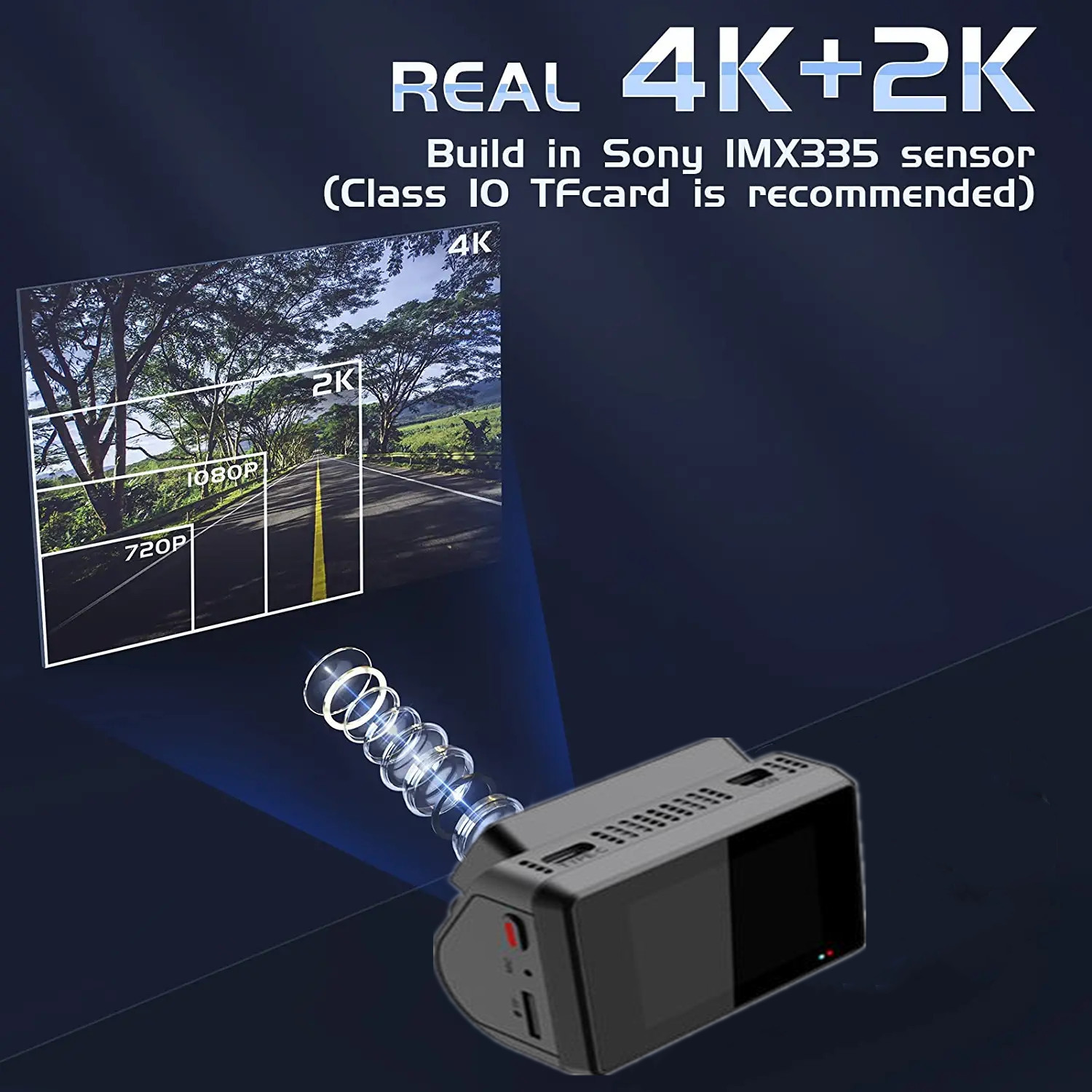Front 4K Rear 2K UHD Invisible Dash Cam HD 1080p Car DVR 24H Parking Monitoring
