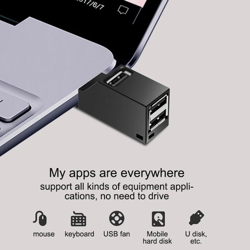 3 Ports 3.0 USB HUBs Adapter Extender Mini Splitter Box 17g ROHS