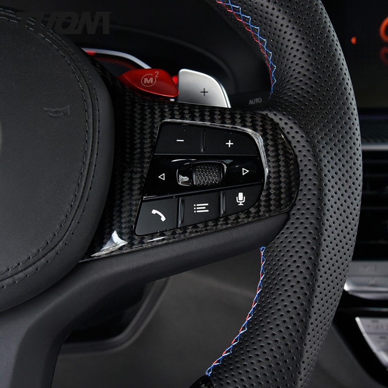 BMW G20 G30 G28 Black Perforated Leather Carbon Fiber Steering Wheel Customize
