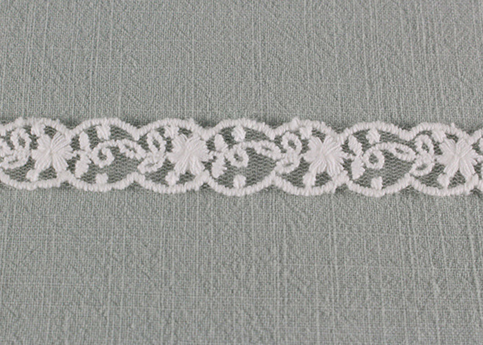 White Cotton Nylon Lace Trim Wave Edging Floral Embroidery Lace For Bridal Dress