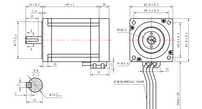 NEMA 34 Closed Loop Hybrid CNC Stepping Motor 12N.M 150mm Length With Encoder