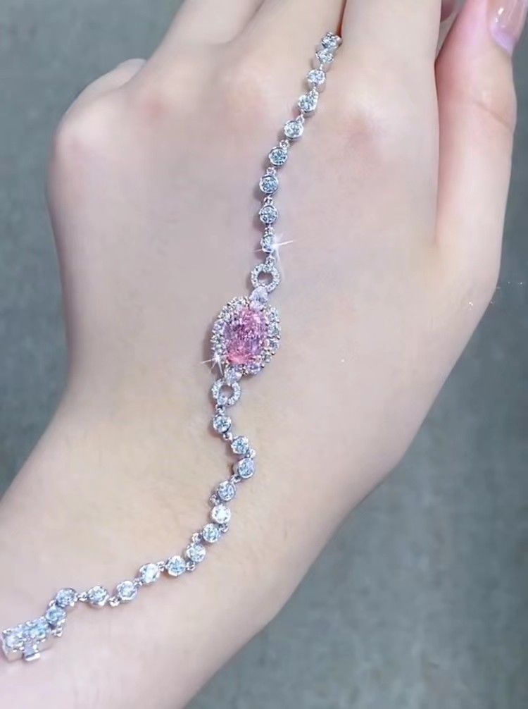 Fancy Colored Lab Grown Diamond Bracelets Pink Diamond Tennis Bracelets 2.08ct
