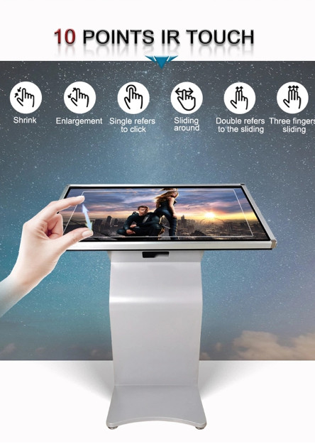 Network Wifi 340cd/m2 RJ45 Floor Stand Digital Signage 55in