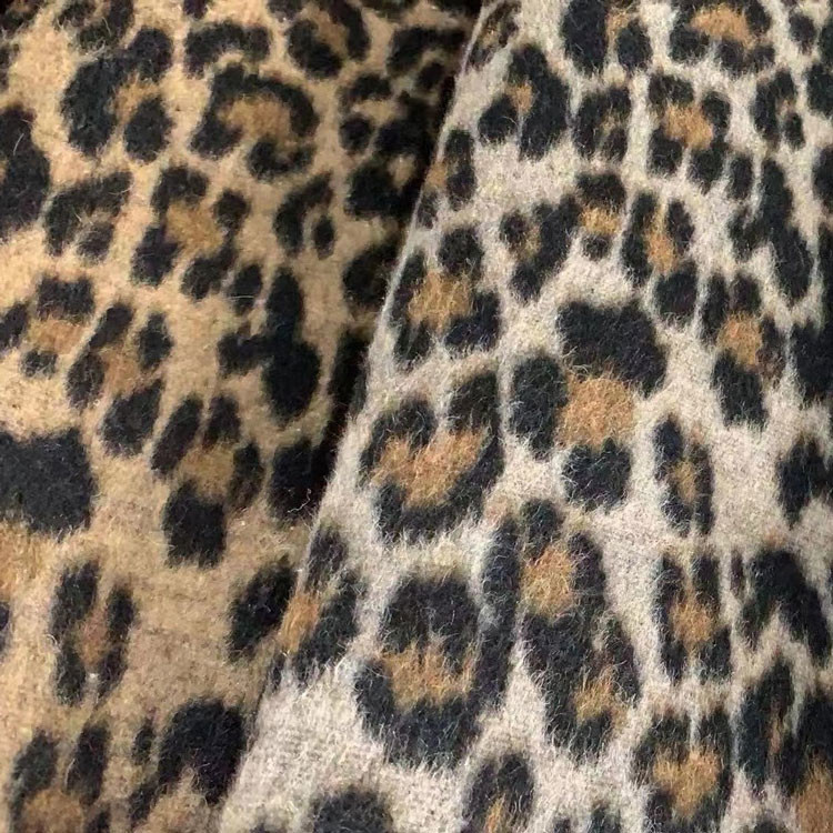 Red Green Zebra Leopard Tweed Wool Fabric Knitted 150CM Width