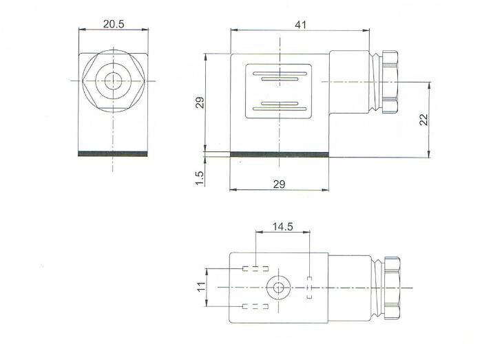 High Precision Din Connectors For Solenoid Valves Light Green Color Plug Lead Type