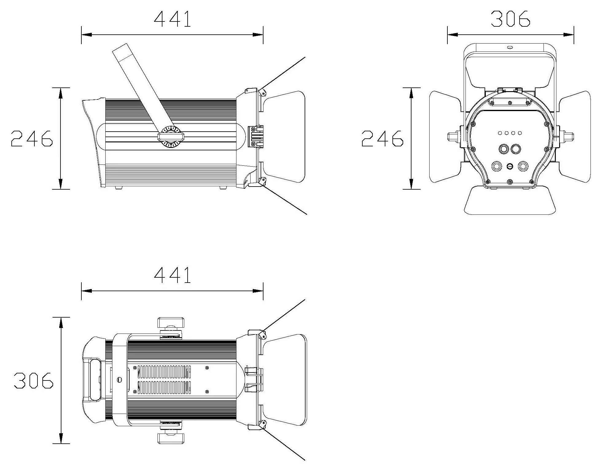 200W zoom fresnel spotlight