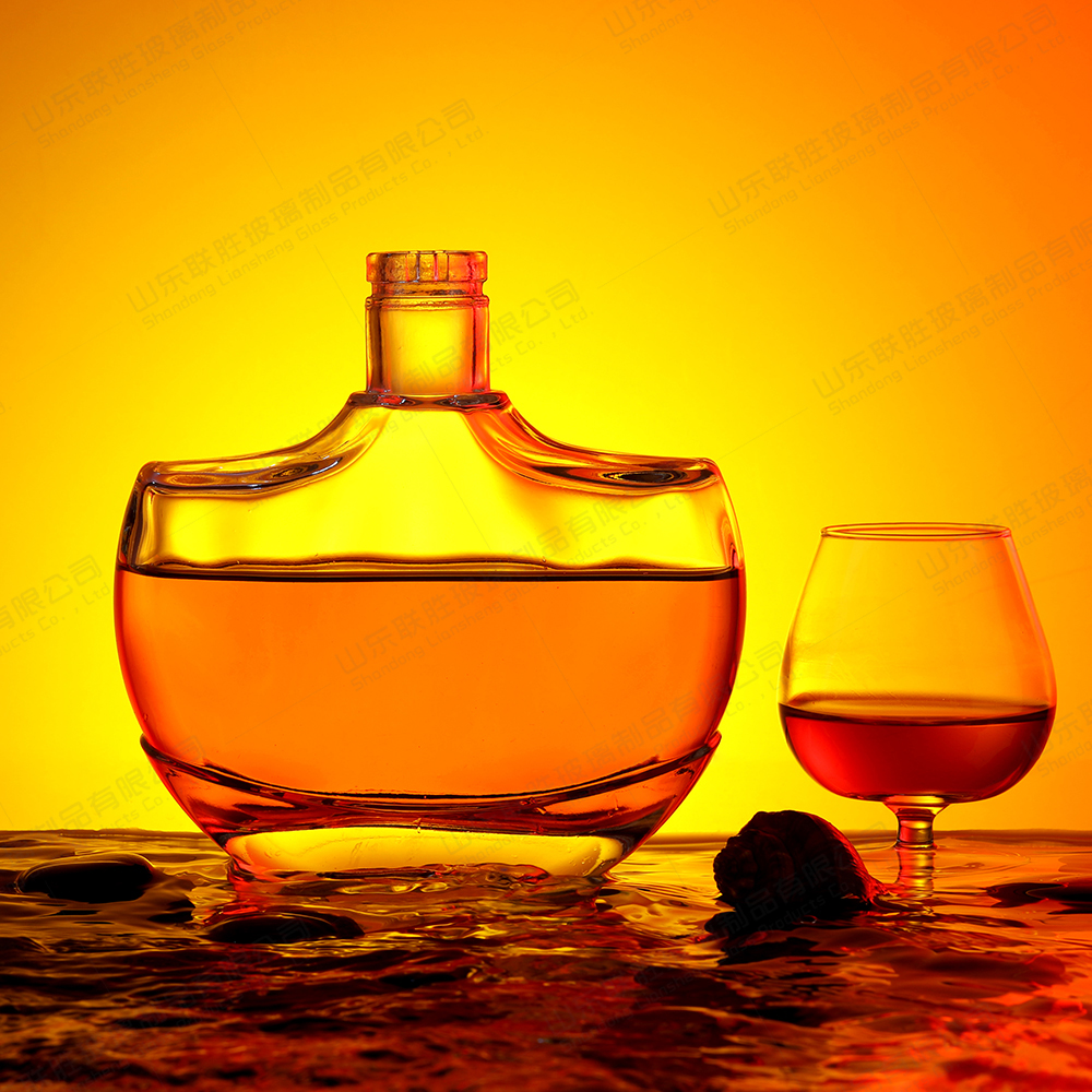 OEM/ODM Accepted Electroplating Clear Glass Bottles for Brandy Whiskey Vodka Liquor