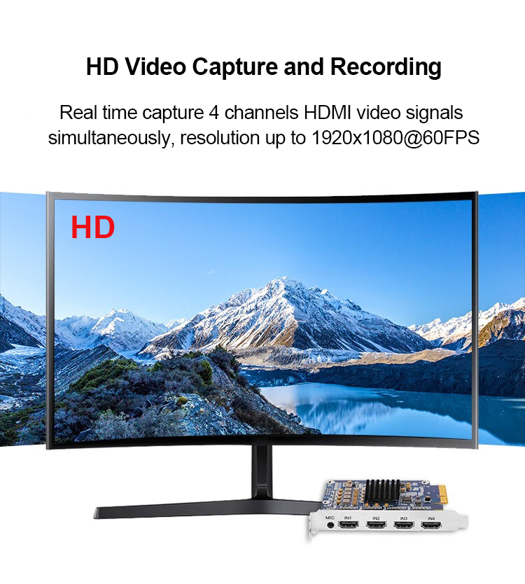 TC200N4 4 Channels 1080P60 PCIe HDMI Video Capture Card Multipurpose