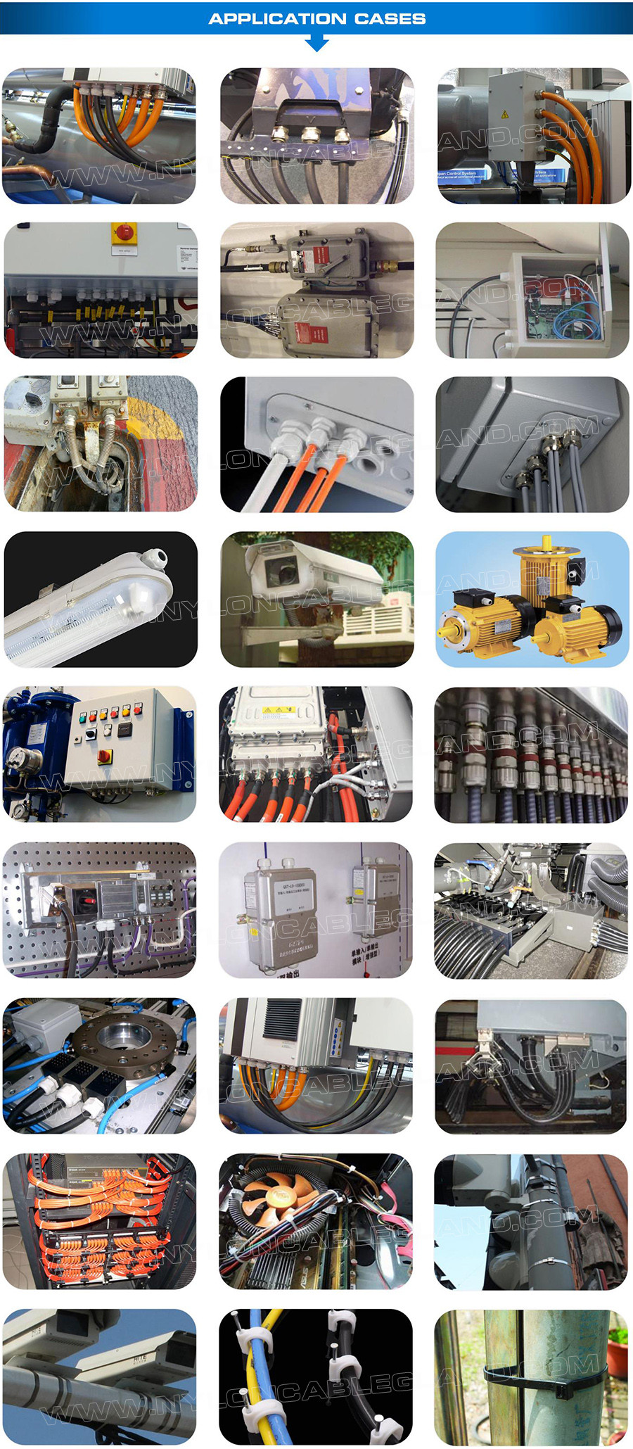 IP68 Synthetic Plastic Metric Cable Glands, IP69K Watertight Polyamide Nylon Cord Grips Glands with Seals & O-rings