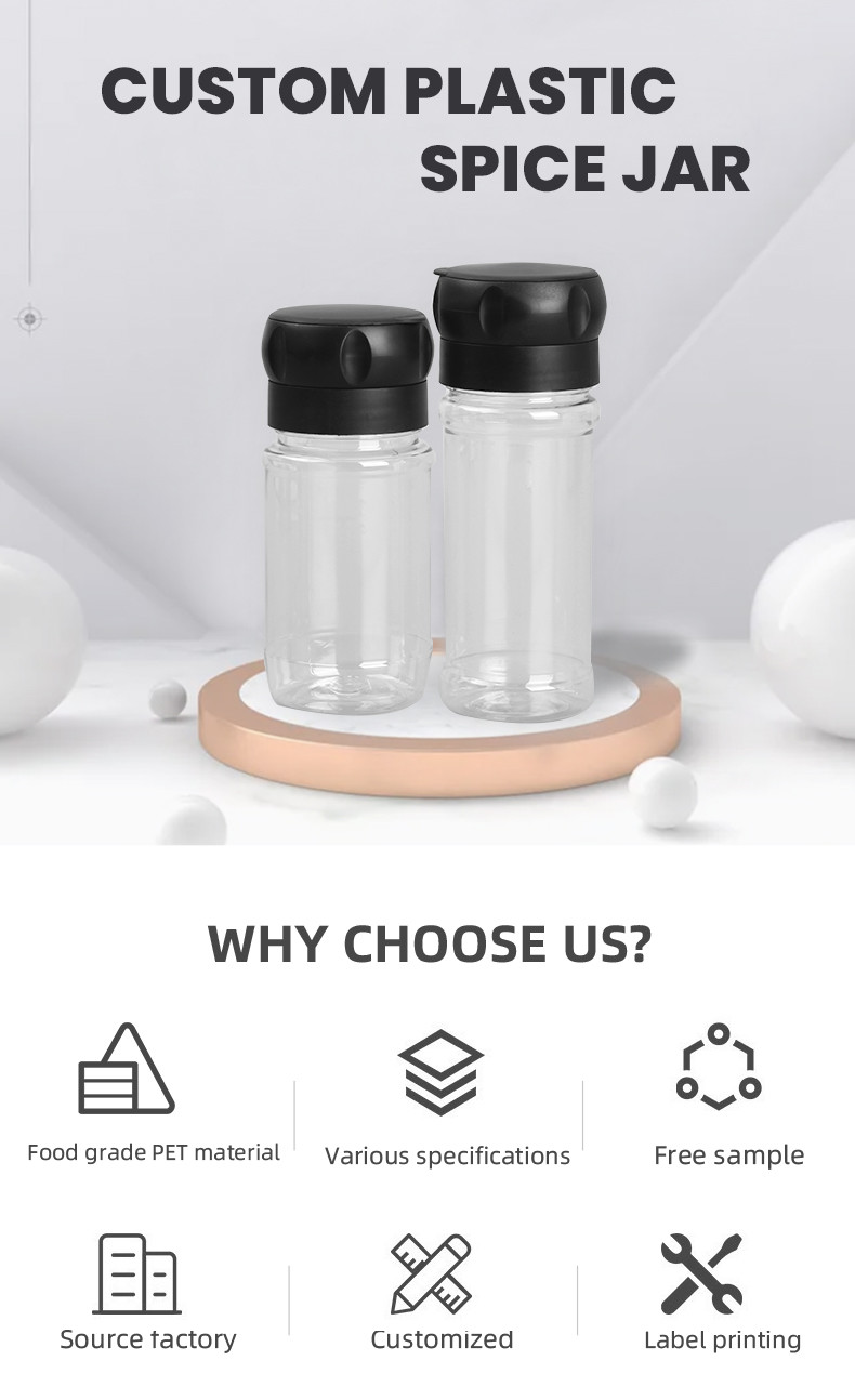Food Grade Plastic Seasoning Bottles PET Pepper Spice Grinder Bottle
