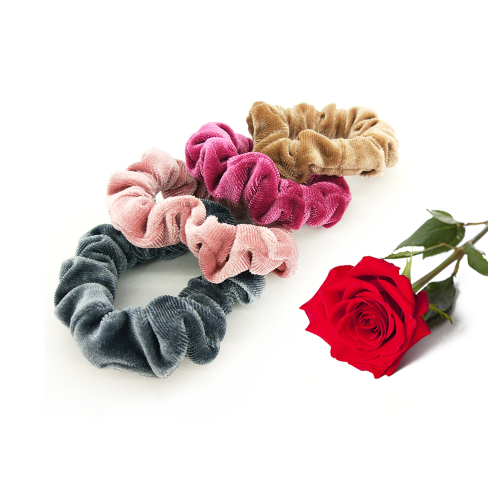 Solid Color Elastic Velvet Hair Tie , 6cm 0.03kg Medium Velvet Scrunchie