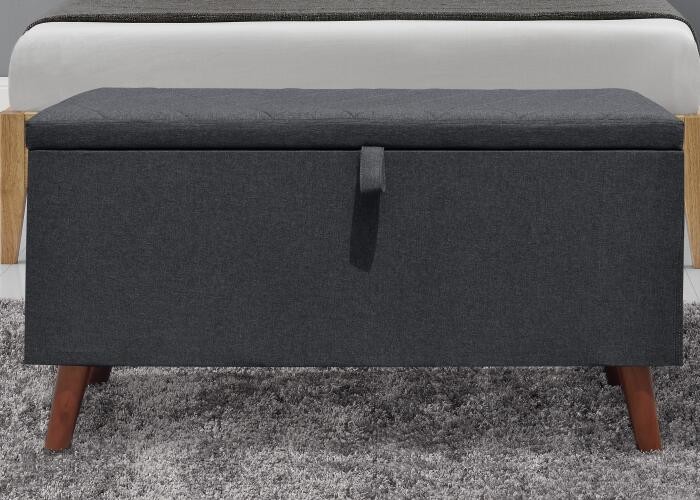 Dark Grey Fabric Storage Ottoman