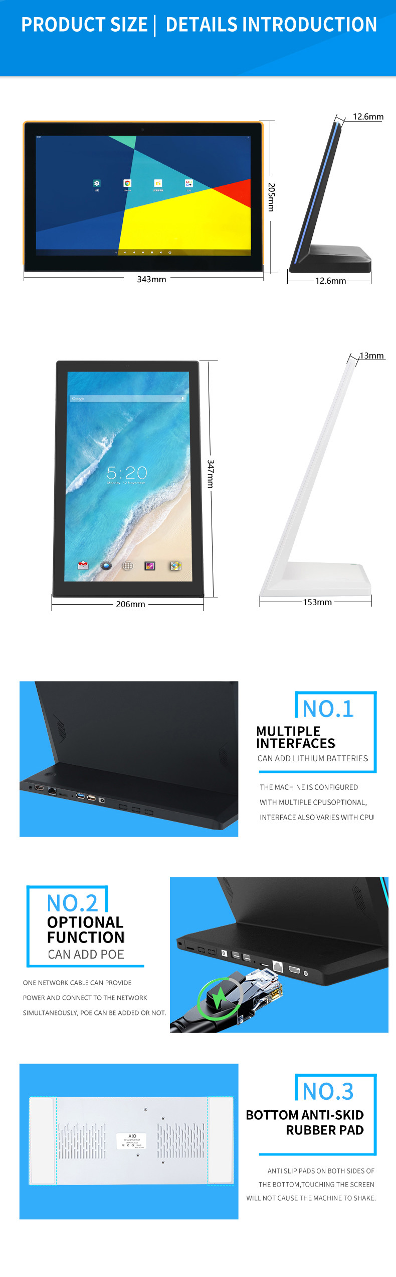14-Inch RK3566 L-Shaped Touch Screen Tablet PC With Android 11, WiFi, POE, And LED Light Bar