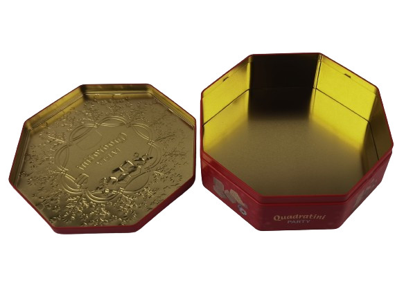 Octagon Shaped Cookie Tin Container for Food and Promotion Packaging
