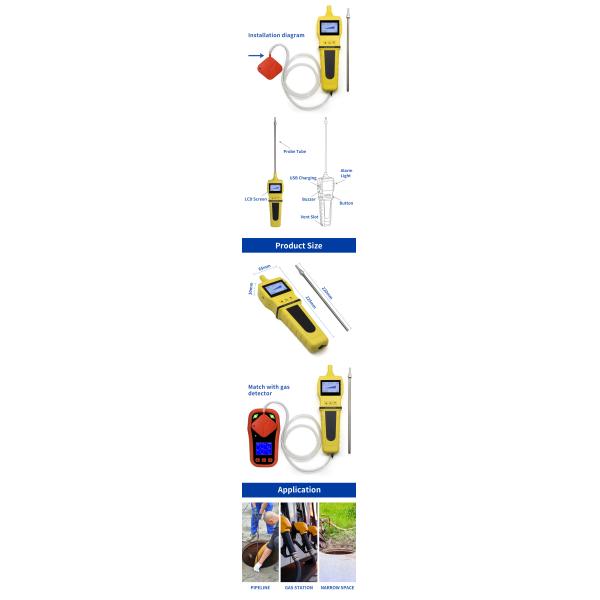 YA-CDX4 Natural Diffusion Multi Gas Monitor Gas Detector CO2 O2 H2S CO with External Sampling Pump