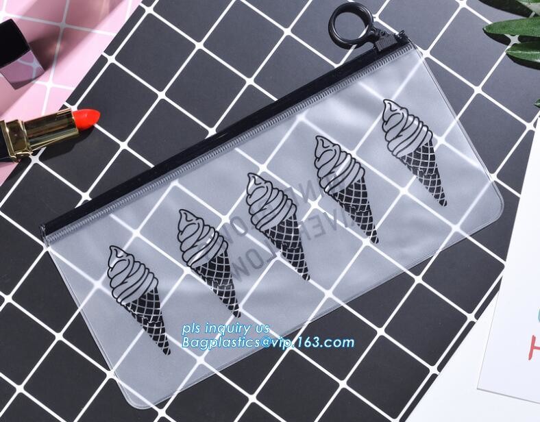 Clear Cosmetic Bags Vinyl Cosmetic Clothes Packaging Suited Frosted PVC / EVA