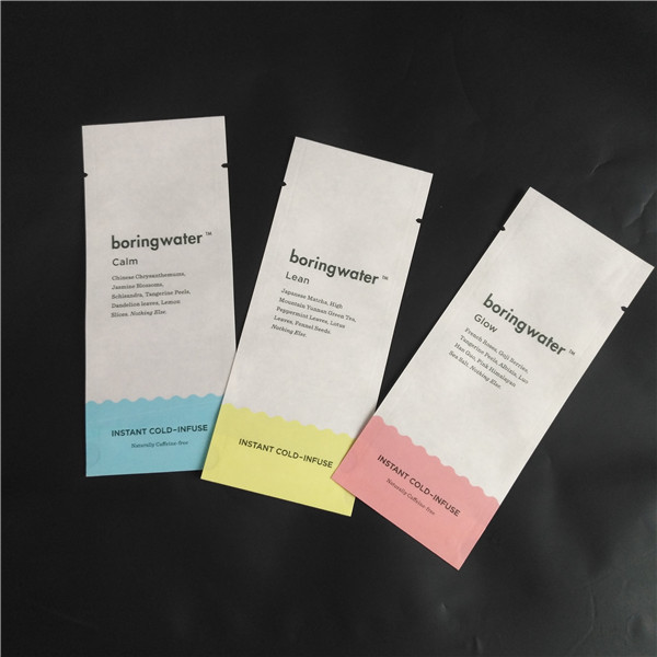 Eco Friend Biodegradable Kraft Paper PLA Compound Food Powder Spice Packaging Bags Three Side Seal Pouches