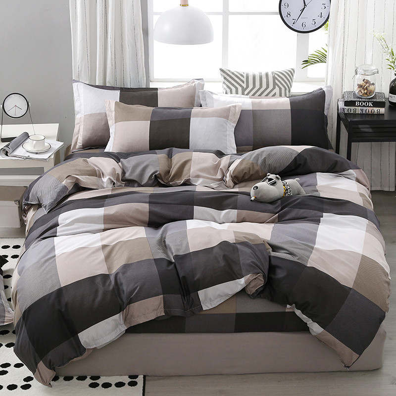 Polyester Fabric 4 Piece Bedding Set for 1.2m Bed White Five Star Hotel Bed Linen