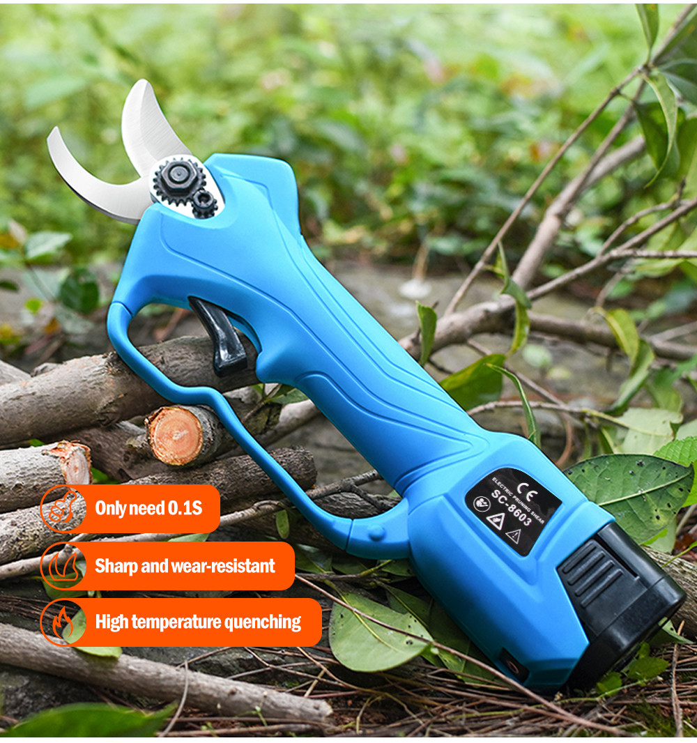 Swansoft 28mm 16.8V Battery Orchard Pruner Cordless Garden Trimmer Plant Secateurs With 2 Batteries